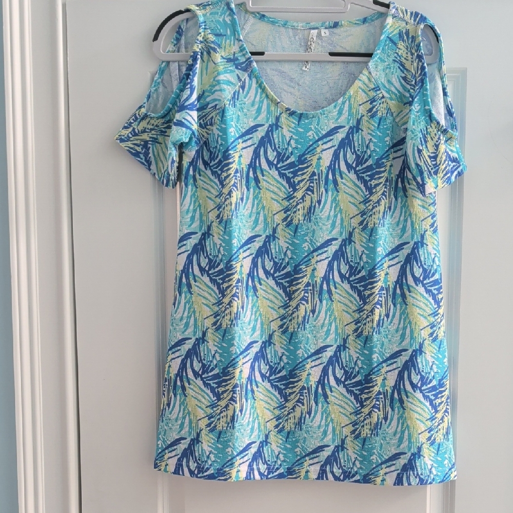 Lulu-B Tropical Blue and Yellow Blouse